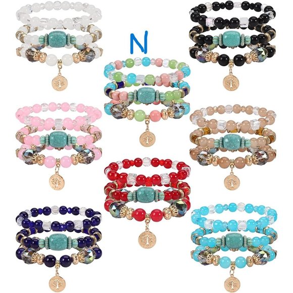 Groups of 8  Bohemian Bracelets for Women Stretch Multilayer Colorful Be… - Picture 7 of 12